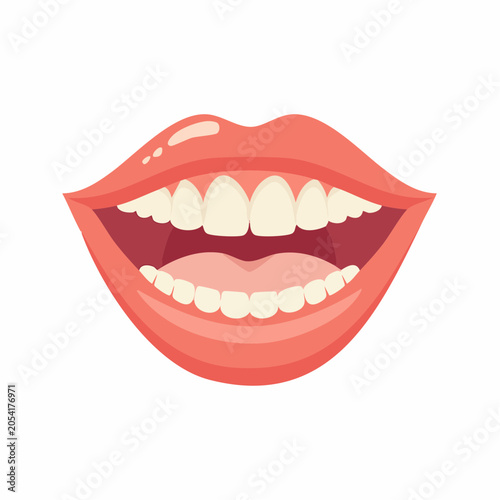 Smiling Mouth with White Teeth