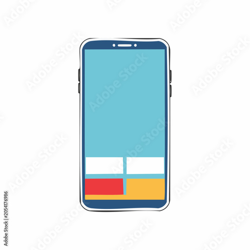 Stylized Smartphone Illustration with Abstract UI Elements
