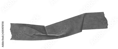 Photography Black gaffer tape strip with wrinkled texture, matte adhesive duct tape piece on