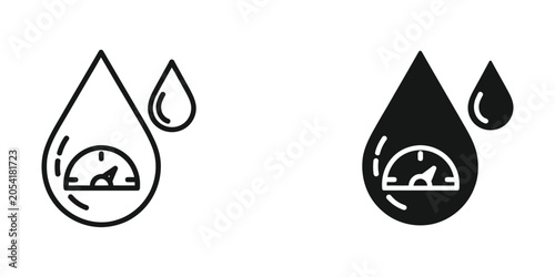Tableau sur toile Water drop with internal gauge indicating humidity level against white backgroun