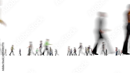 Crowd of people walking blur bg 4k