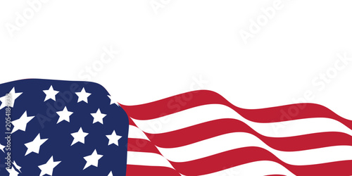 American flag waving against white background with copy space for banner or graphic design.