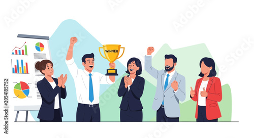Celebrating Success with Team Achievement and Business Victory
