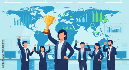 Celebrating Global Business Success with Team Achievement