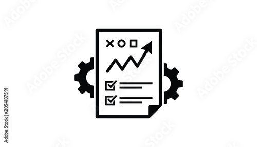 Checklist with performance graph and gears icon