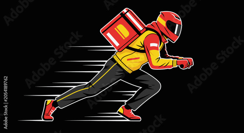 Canvastavla Delivery Rider Wearing Red Helmet.