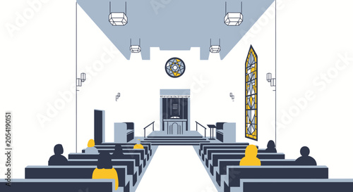 Fotografie People in synagogue attending religious service, modern interior design