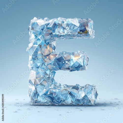 Uppercase E formed from ice crystals: a frost-inspired crystal font design