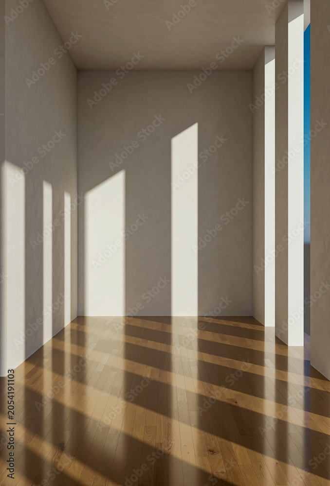 Fototapeta premium 3D render, illustration Large Luxury modern living room interior, brutalist architecture realistic lighting, Graphic Overlay wide angle, contemporary furniture, clean lines, minimalist decor, elegan