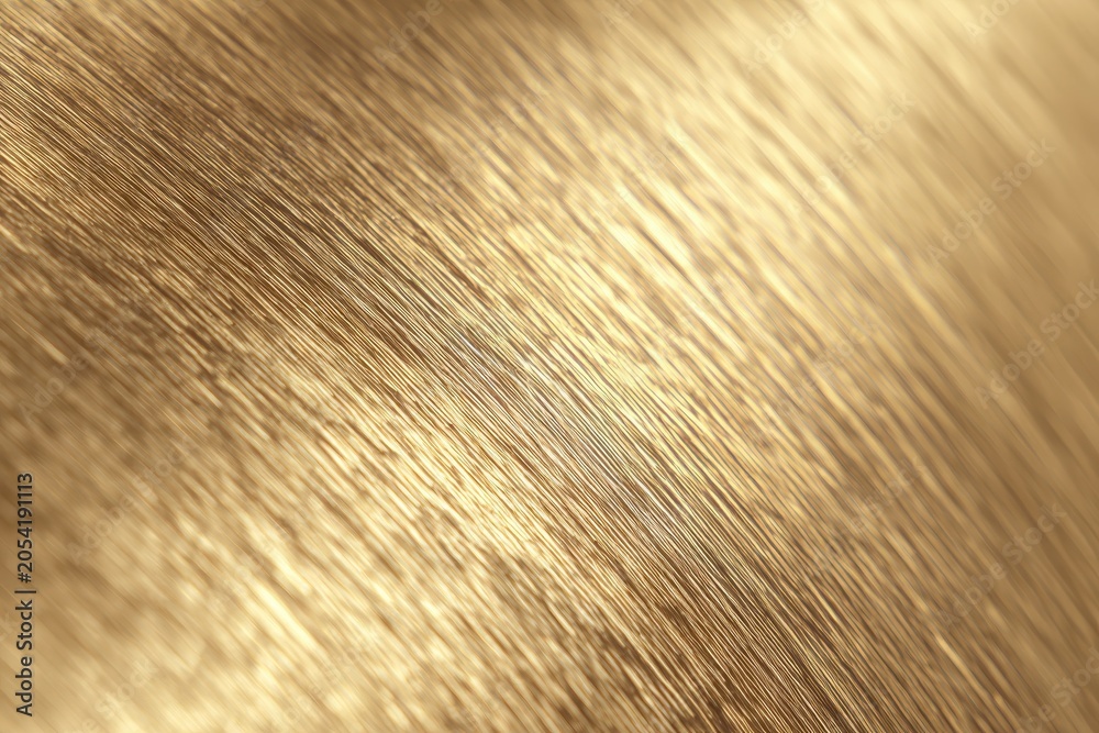 Fototapeta premium Warm metallic surface: brushed brass texture in studio light