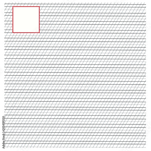 Handwriting practice paper sheet with dotted lines