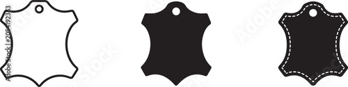 Genuine leather label vector icon set with premium tags, badges and certification symbols.