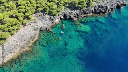 Scenic panoramic coastal view near Maratea, in the Basilicata region of Italy.