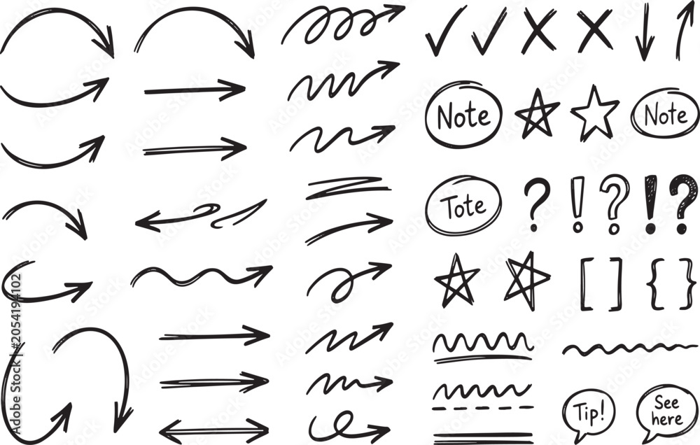 Obraz premium Business growth arrows and hand drawn directional arrow vector set