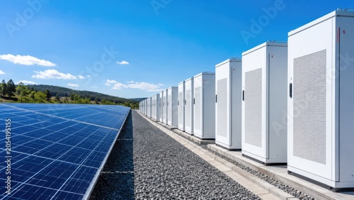 Utility Scale Solar Energy Storage System with Battery Cabinets and Photovoltaic Power Plant