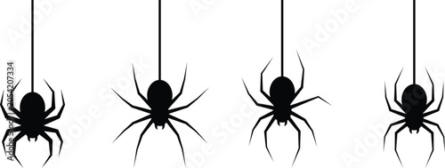 Foto Hanging Spider Silhouette Collection for Halloween Decoration and Spooky Horror