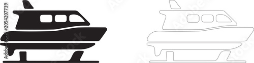 Bild auf Leinwand Hydrofoil boat vector icon, river commuter ferry symbol, high-speed passenger vessel and water transport