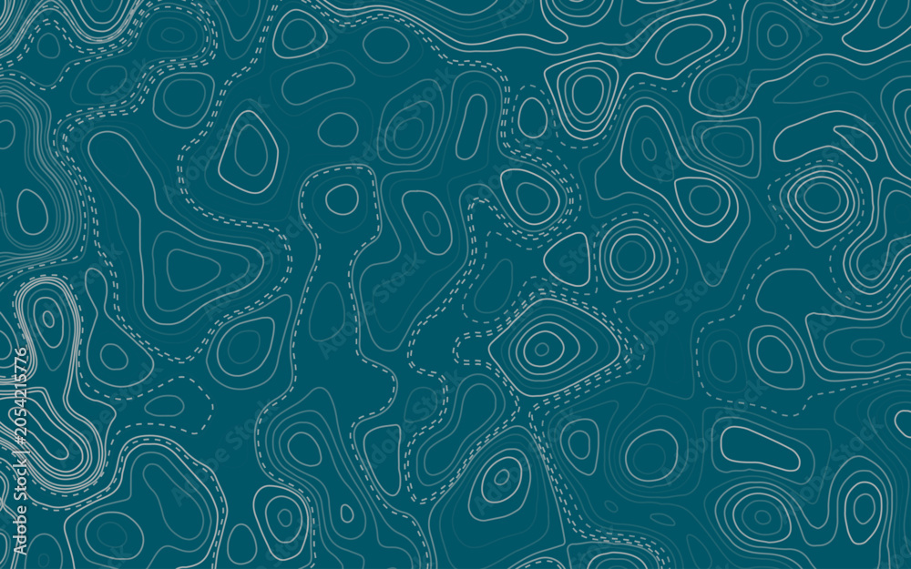 Fototapeta premium Topographic contour map on blue background. Vector grid map.