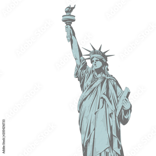 Statue of liberty in nyc, a monumental copper statue representing freedom, suitable for patriotic, travel, and historical design projects.