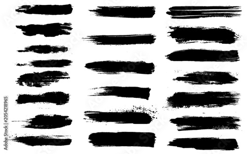 Vector Brush Stroke. Grunge Paint Stripes. Distressed Banner. Black Isolated Paintbrush Collection. Ink brush stroke.