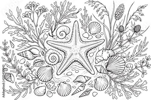 Seashell Starfish Coastal Clipart