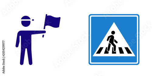 Photos Traffic signal person and pedestrian crossing sign isolated on transparent backg
