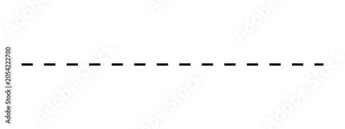 Black dashed line isolated on a flat surface