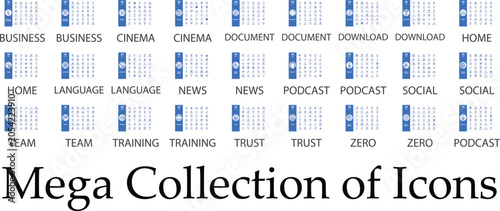 Modern Mega Set web Icons Collection of Business, Social Media, Training, Podcast and Communication Vector Icons