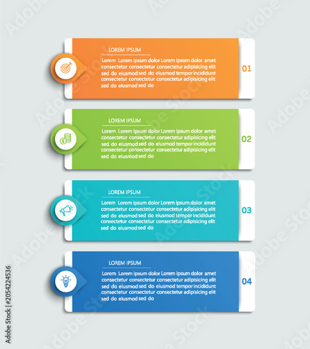 Business infographic design template with 4 options, steps or processes	

