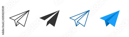 Bild auf Leinwand Blue and black paper plane logo representing send message button, mail communica
