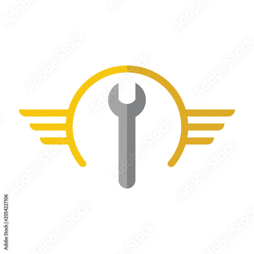 Wrench tool with yellow wings logo