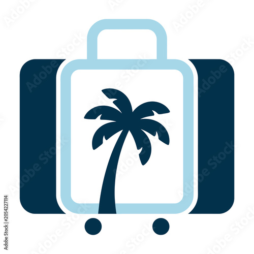 Palm tree on a suitcase for travel and vacation