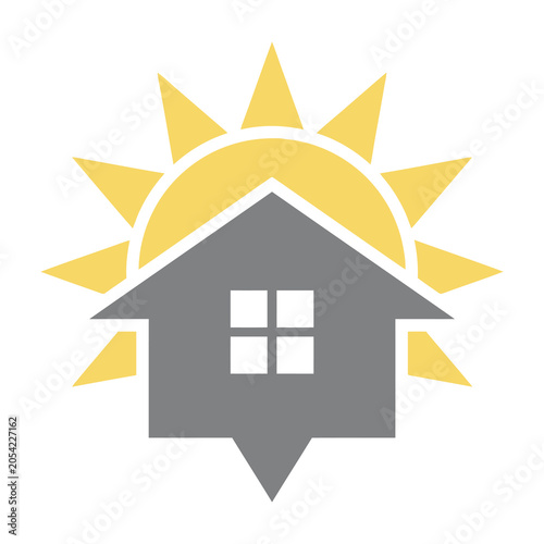 House with sun icon symbolizing warmth and comfort