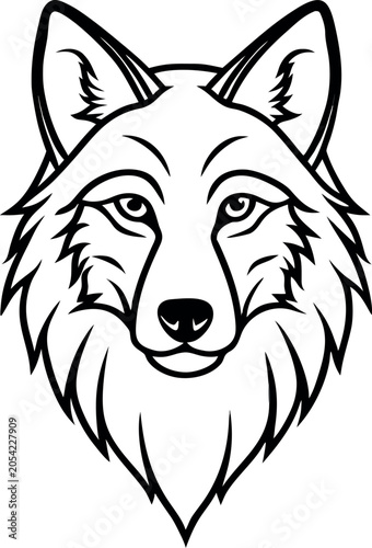 Minimalist Wolf Face Silhouette Vector Graphic