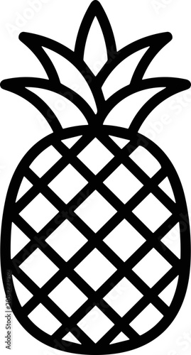 Simple black outline icon of a pineapple on a white background.