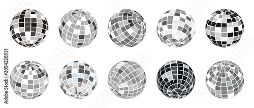 Foto Disco ball icon set planter mirror design