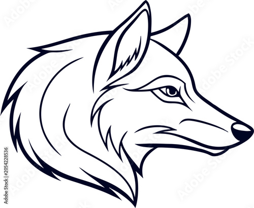 Minimalist Wolf Face Silhouette outline Vector Graphic