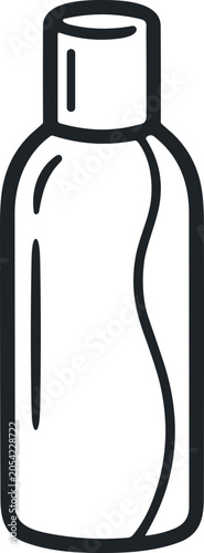 Minimalist line art icon of a smooth-sided bottle with a cap.