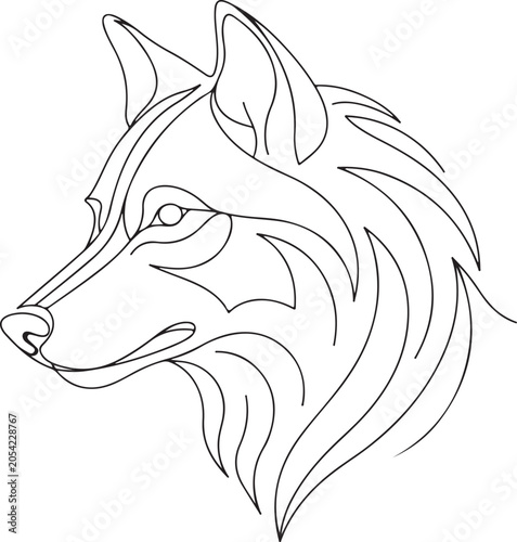 Minimalist Wolf Face Silhouette outline Vector Graphic