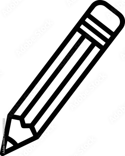 Simple Line Art Icon of a Pencil with Eraser - Writing, Drawing, Education, Creativity Tool