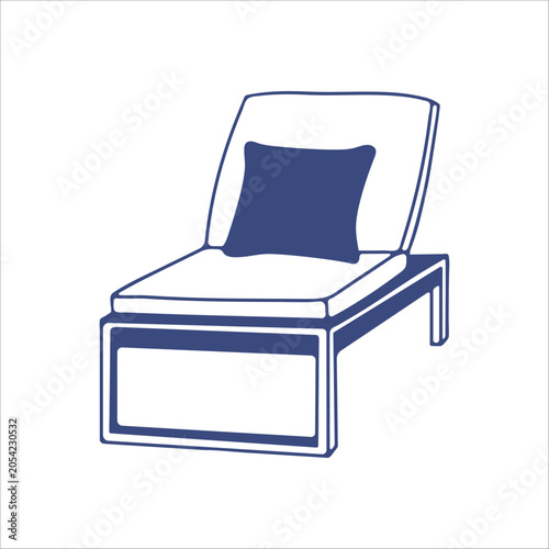 A hand-drawn beach lounger on a white background.