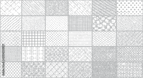 Obraz Comprehensive collection of architectural CAD hatch patterns and technical line art textures for professional landscape design and structural drawing documentation in black and white