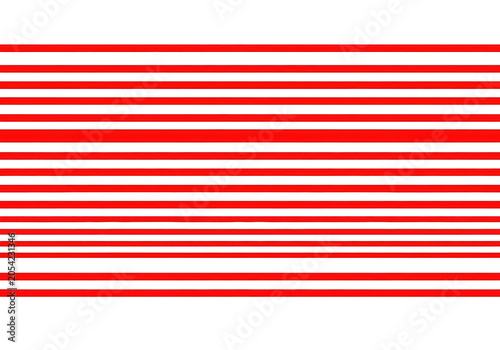 Red and white horizontal stripes pattern on a flat surface isolated on transparent background