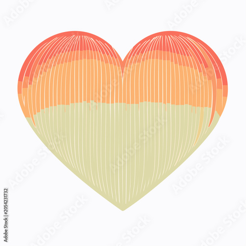 Abstract Heart Shape with Gradient and Vertical Lines