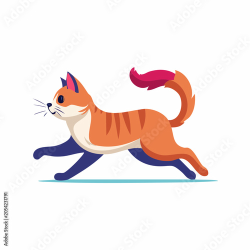 Cartoon Orange Tabby Cat Running