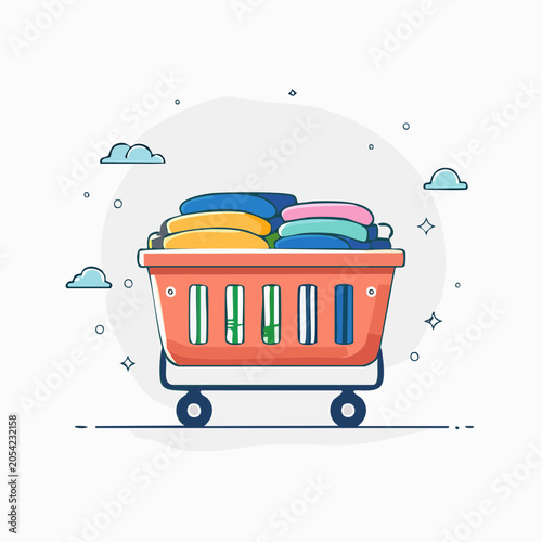 Shopping Cart Full of Folded Clothes
