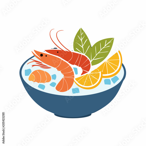 Shrimp and Orange Salad with Ice Cubes