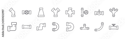 Bild auf Leinwand Modern set of 16 thin outline Pipe icons