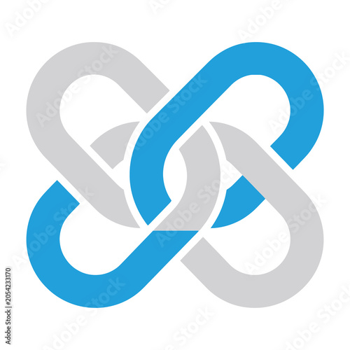 Blue and gray intertwined loops symbol