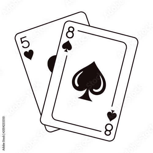 Eight of spades and five of hearts playing cards